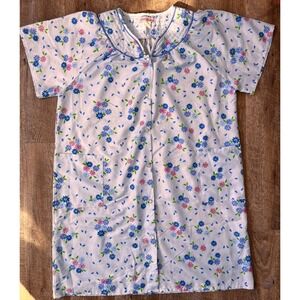 Vintage Blue Floral‎ Housecoat Robe Nightgown size 2X, Lati Fashions